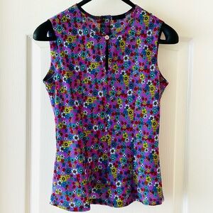 Floral print sleeveless top in purple Size XS